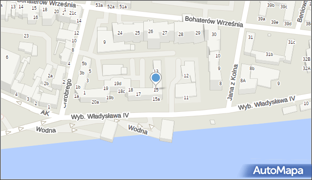 Świnoujście, Wybrzeże Władysława IV, 15, mapa Świnoujście