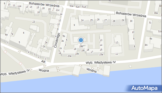 Świnoujście, Wybrzeże Władysława IV, 19d, mapa Świnoujście