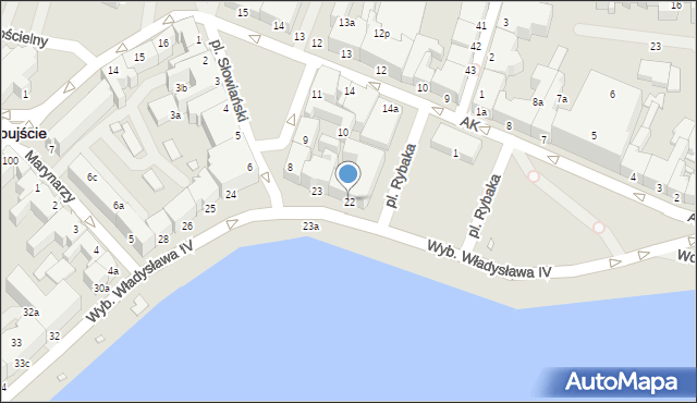 Świnoujście, Wybrzeże Władysława IV, 22, mapa Świnoujście