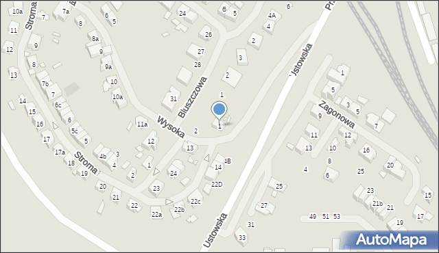 Szczecin, Wysoka, 1, mapa Szczecina