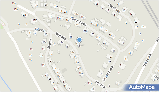 Szczecin, Wysoka, 5, mapa Szczecina