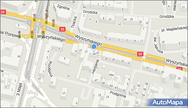 Szczecin, Wyszyńskiego Stefana, ks. kard., 14, mapa Szczecina