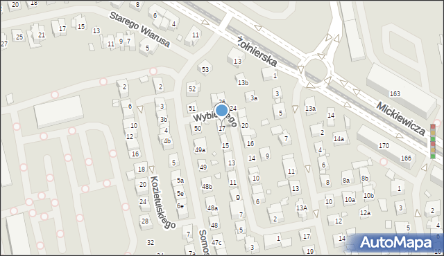 Szczecin, Wybickiego Józefa, gen., 17, mapa Szczecina