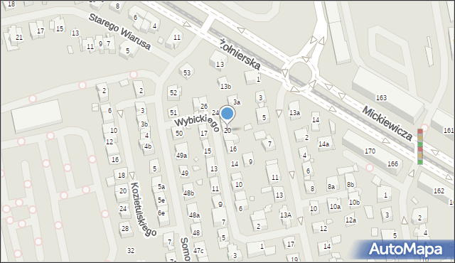 Szczecin, Wybickiego Józefa, gen., 20, mapa Szczecina