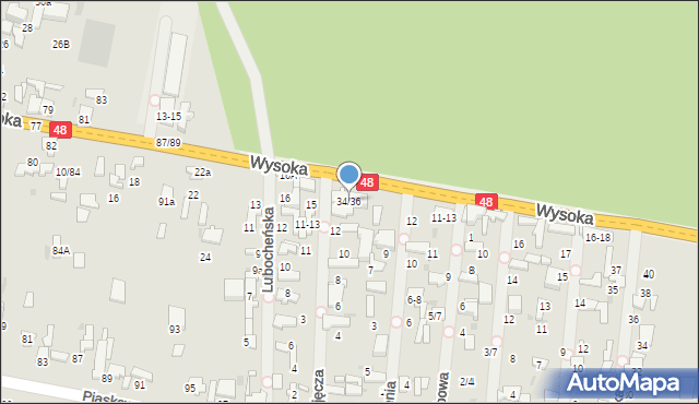 Tomaszów Mazowiecki, Wysoka, 34/36, mapa Tomaszów Mazowiecki