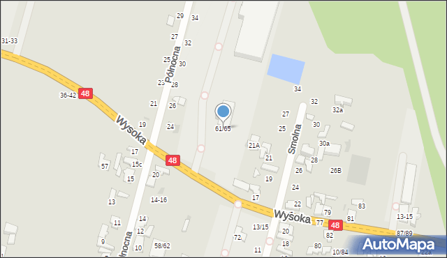 Tomaszów Mazowiecki, Wysoka, 61/65, mapa Tomaszów Mazowiecki