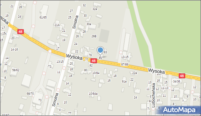 Tomaszów Mazowiecki, Wysoka, 81, mapa Tomaszów Mazowiecki