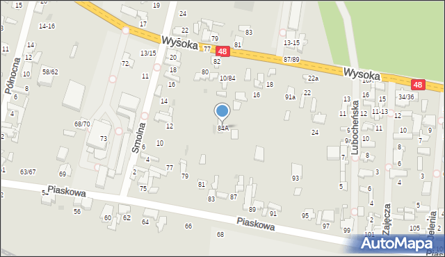 Tomaszów Mazowiecki, Wysoka, 84A, mapa Tomaszów Mazowiecki