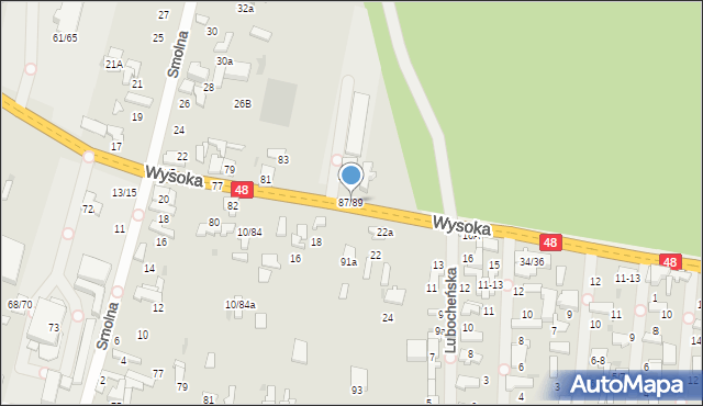Tomaszów Mazowiecki, Wysoka, 87/89, mapa Tomaszów Mazowiecki