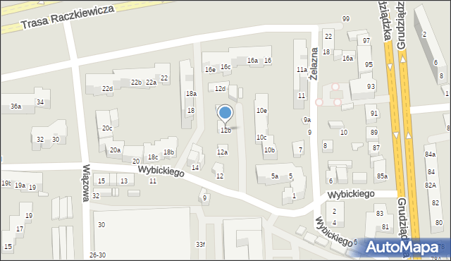 Toruń, Wybickiego Józefa, gen., 12b, mapa Torunia