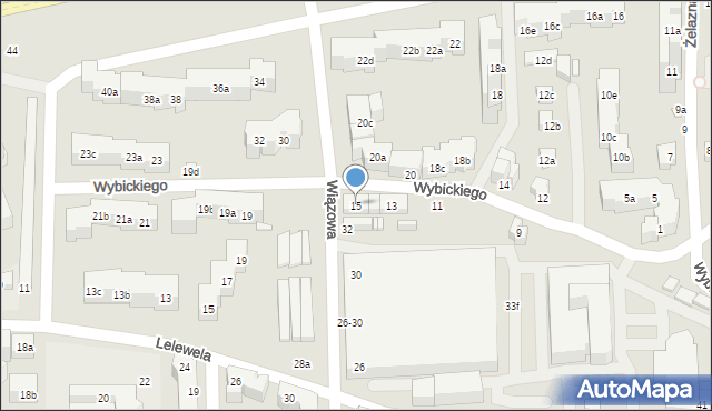 Toruń, Wybickiego Józefa, gen., 15, mapa Torunia