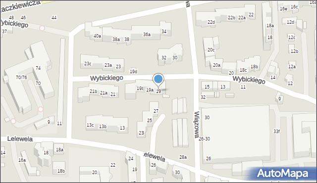 Toruń, Wybickiego Józefa, gen., 19, mapa Torunia