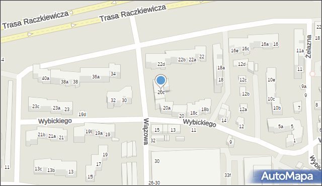 Toruń, Wybickiego Józefa, gen., 20c, mapa Torunia