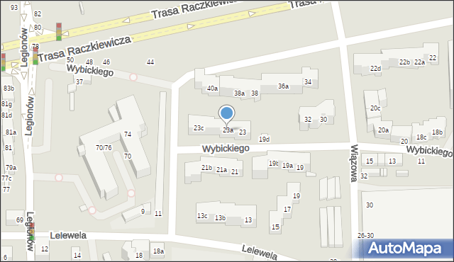 Toruń, Wybickiego Józefa, gen., 23a, mapa Torunia