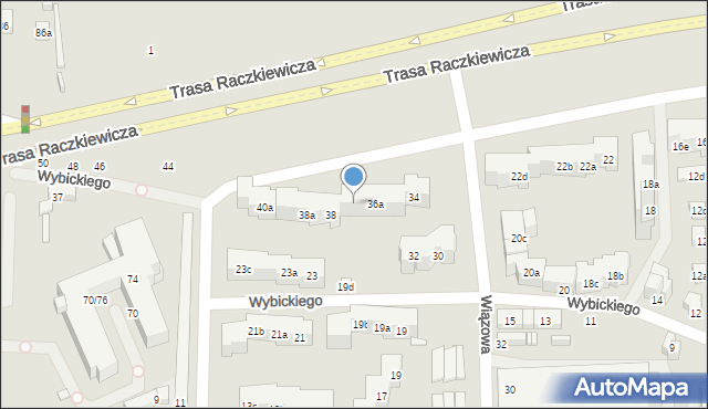 Toruń, Wybickiego Józefa, gen., 36b, mapa Torunia