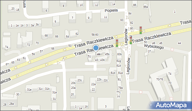 Toruń, Wybickiego Józefa, gen., 49a, mapa Torunia