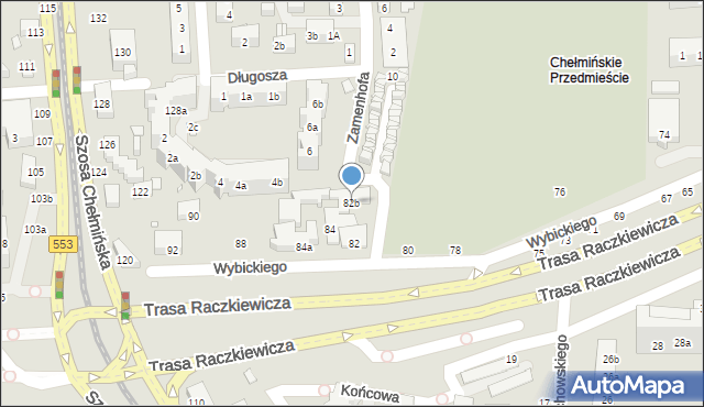 Toruń, Wybickiego Józefa, gen., 82b, mapa Torunia