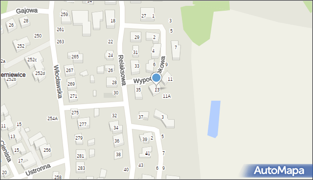 Toruń, Wypoczynkowa, 13, mapa Torunia