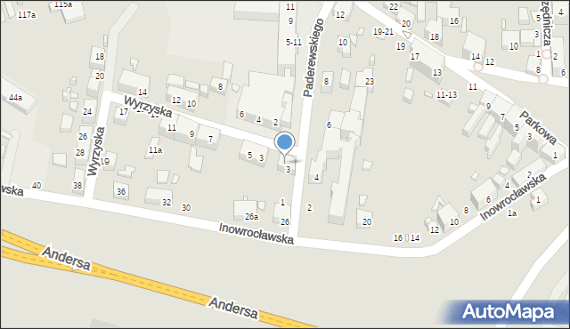 Toruń, Wyrzyska, 1, mapa Torunia