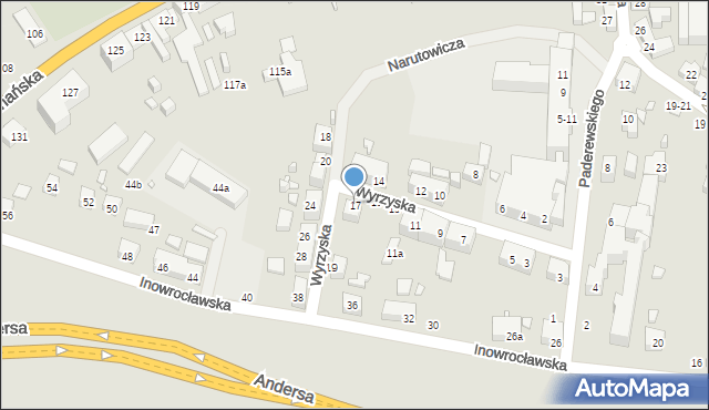 Toruń, Wyrzyska, 17, mapa Torunia