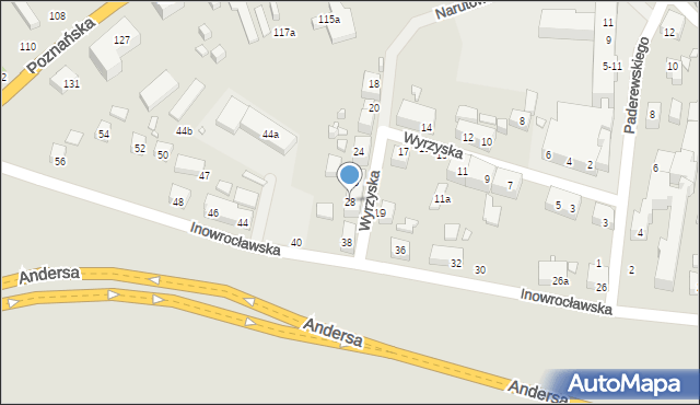 Toruń, Wyrzyska, 28, mapa Torunia