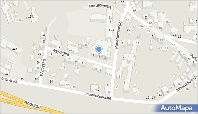 Toruń, Wyrzyska, 4, mapa Torunia