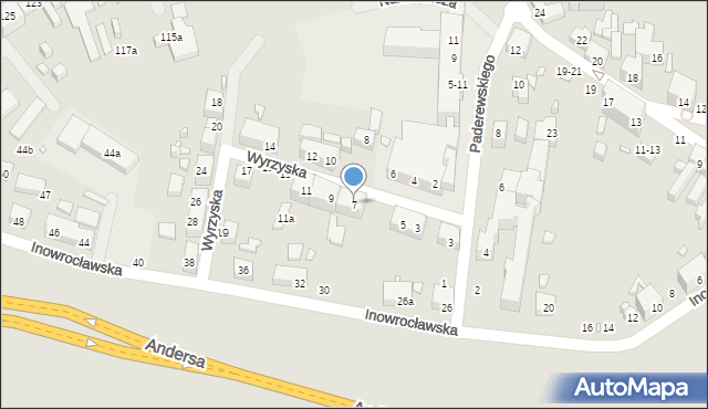 Toruń, Wyrzyska, 7, mapa Torunia