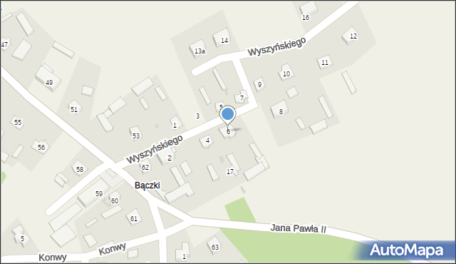 Turośl, Wyszyńskiego Stefana, ks. kard., 6, mapa Turośl