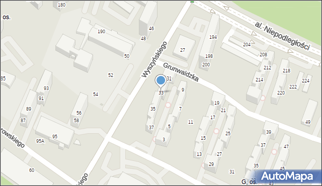 Tychy, Wyszyńskiego Stefana, ks. kard., 33, mapa Tychów