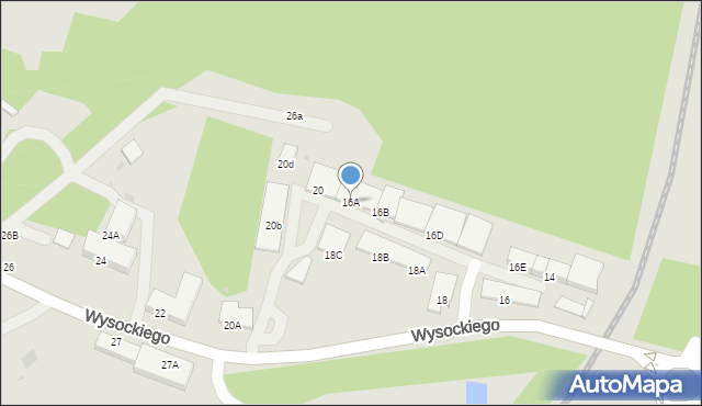 Wałbrzych, Wysockiego Piotra, 16A, mapa Wałbrzycha
