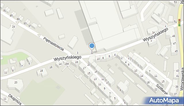 Wałbrzych, Wyszyńskiego Stefana, ks. prym. kard., 12, mapa Wałbrzycha