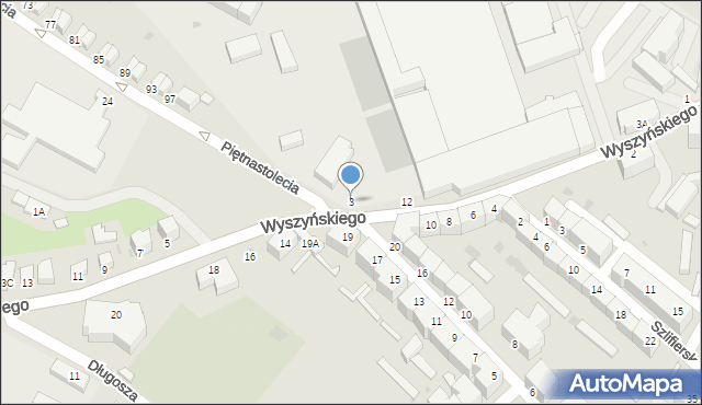 Wałbrzych, Wyszyńskiego Stefana, ks. prym. kard., 3, mapa Wałbrzycha
