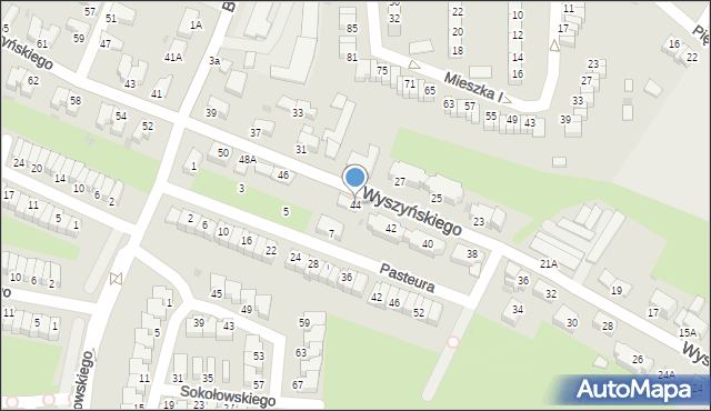 Wałbrzych, Wyszyńskiego Stefana, ks. prym. kard., 44, mapa Wałbrzycha