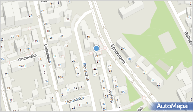 Warszawa, Wybieg, 23, mapa Warszawy