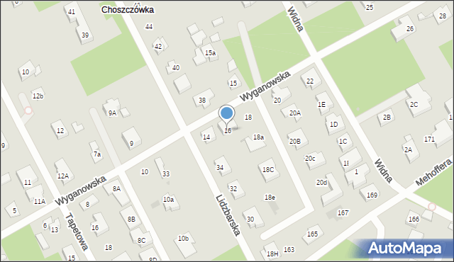 Warszawa, Wyganowska, 16, mapa Warszawy