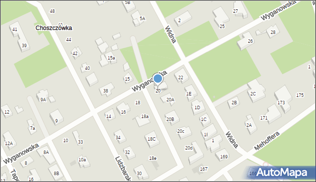 Warszawa, Wyganowska, 20, mapa Warszawy