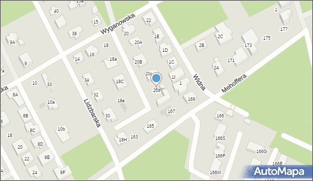 Warszawa, Wyganowska, 20d, mapa Warszawy