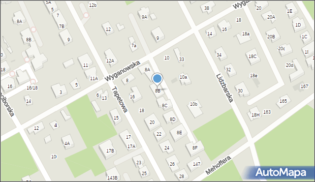 Warszawa, Wyganowska, 8B, mapa Warszawy