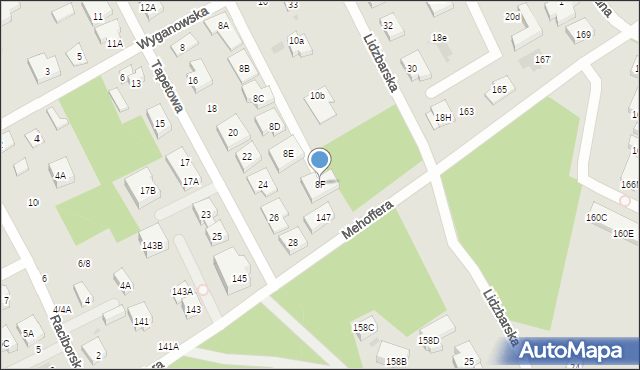 Warszawa, Wyganowska, 8F, mapa Warszawy