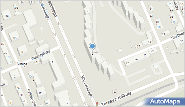 Warszawa, Wysockiego Piotra, 2, mapa Warszawy