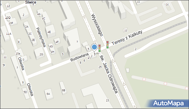 Warszawa, Wysockiego Piotra, 3, mapa Warszawy