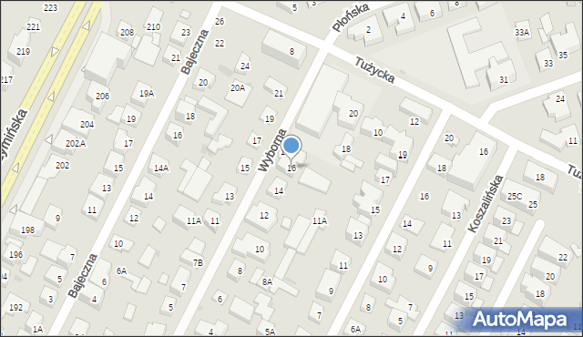 Warszawa, Wyborna, 16, mapa Warszawy