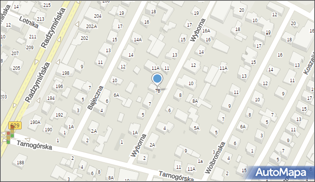Warszawa, Wyborna, 7B, mapa Warszawy