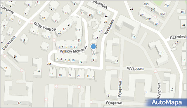 Warszawa, Wyspowa, 11, mapa Warszawy