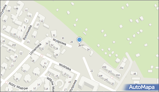 Warszawa, Wyspowa, 26, mapa Warszawy
