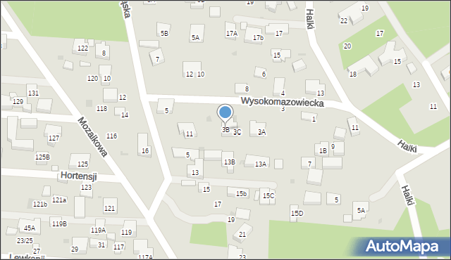 Warszawa, Wysokomazowiecka, 3B, mapa Warszawy