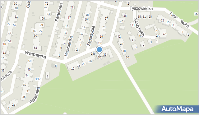 Warszawa, Wyszatycka, 30, mapa Warszawy