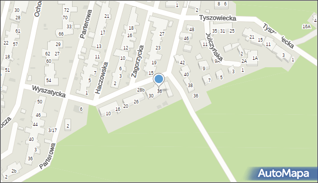 Warszawa, Wyszatycka, 36, mapa Warszawy