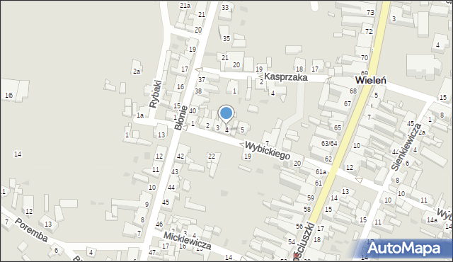 Wieleń, Wybickiego Józefa, gen., 4, mapa Wieleń