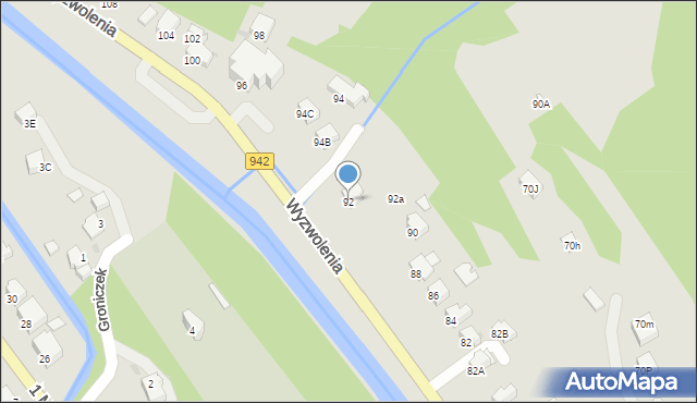 Wisła, Wyzwolenia, 92, mapa Wisła